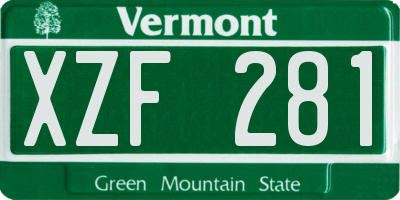 VT license plate XZF281