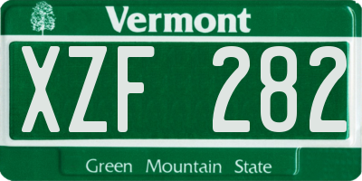 VT license plate XZF282