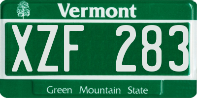 VT license plate XZF283