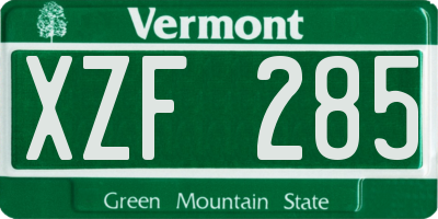 VT license plate XZF285