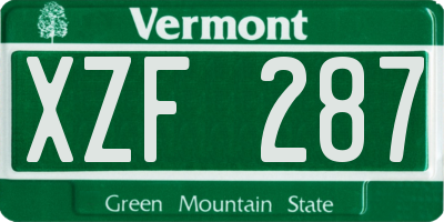 VT license plate XZF287