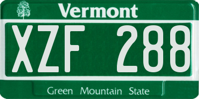 VT license plate XZF288
