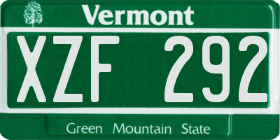 VT license plate XZF292