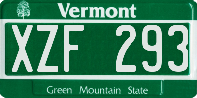 VT license plate XZF293