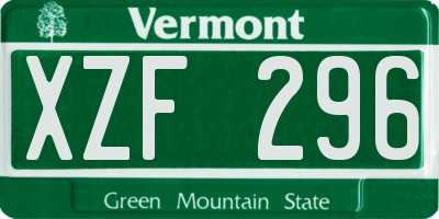 VT license plate XZF296