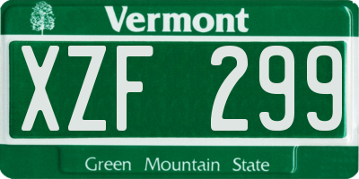 VT license plate XZF299