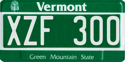 VT license plate XZF300