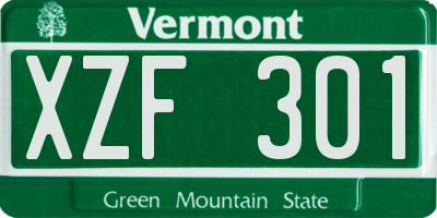 VT license plate XZF301