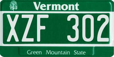 VT license plate XZF302