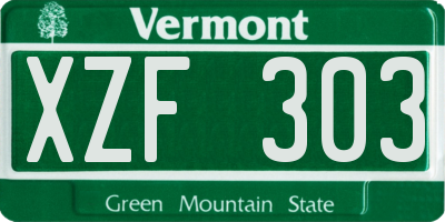 VT license plate XZF303