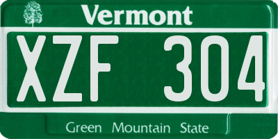 VT license plate XZF304