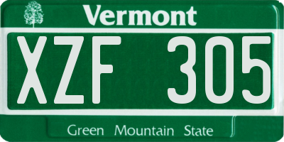 VT license plate XZF305