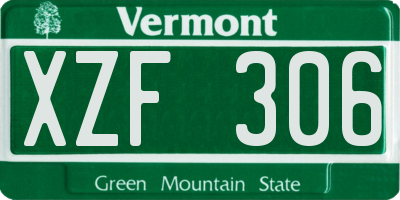 VT license plate XZF306