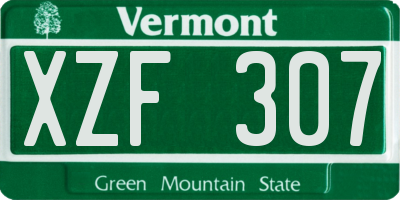 VT license plate XZF307