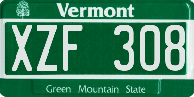 VT license plate XZF308