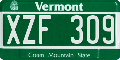 VT license plate XZF309