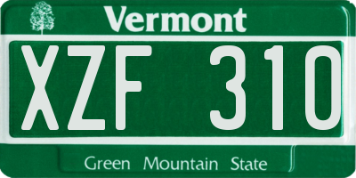 VT license plate XZF310