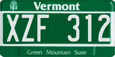 VT license plate XZF312