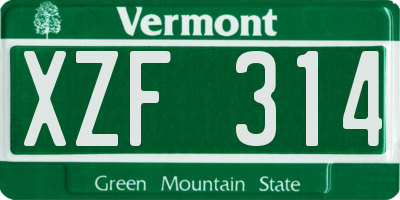 VT license plate XZF314