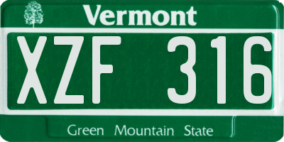 VT license plate XZF316