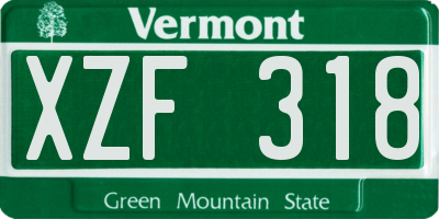 VT license plate XZF318