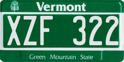 VT license plate XZF322