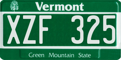 VT license plate XZF325