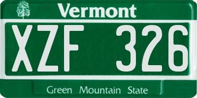 VT license plate XZF326