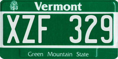 VT license plate XZF329