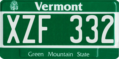 VT license plate XZF332