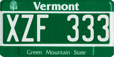 VT license plate XZF333