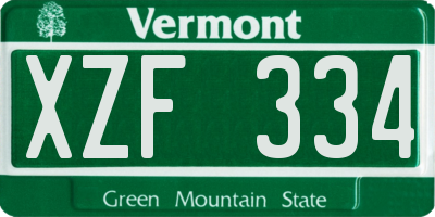 VT license plate XZF334
