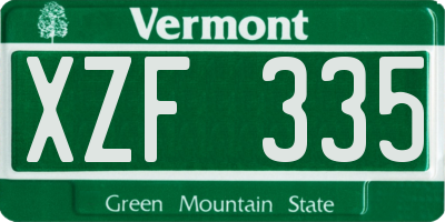 VT license plate XZF335