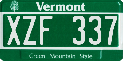 VT license plate XZF337