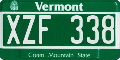 VT license plate XZF338