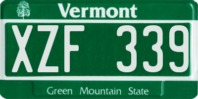 VT license plate XZF339