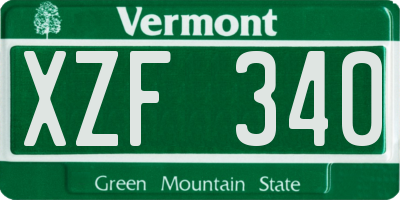 VT license plate XZF340