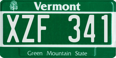 VT license plate XZF341