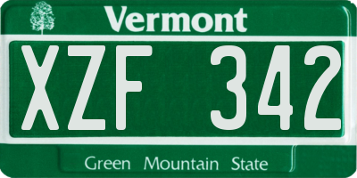 VT license plate XZF342