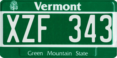 VT license plate XZF343