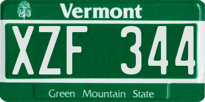 VT license plate XZF344