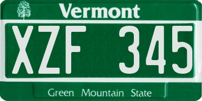 VT license plate XZF345