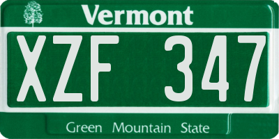 VT license plate XZF347