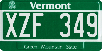VT license plate XZF349