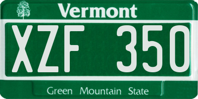 VT license plate XZF350