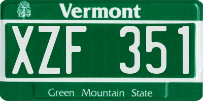 VT license plate XZF351