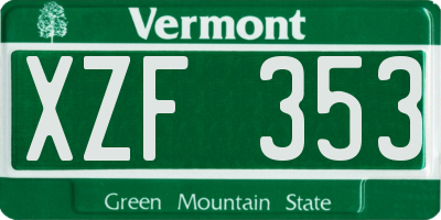 VT license plate XZF353