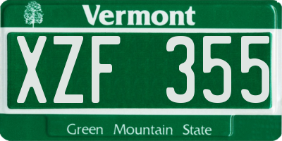 VT license plate XZF355