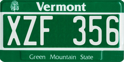 VT license plate XZF356