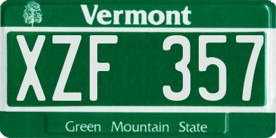 VT license plate XZF357
